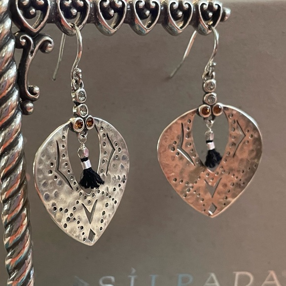 Silpada Sterling Silver Tassel Fringe with Swarovski Crystals Earrings W3382 - Picture 2 of 15